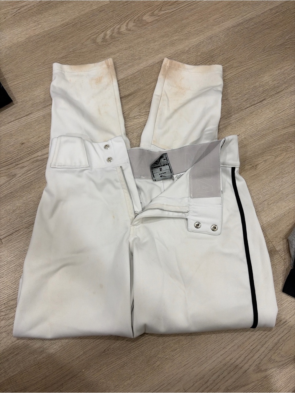 Men's White Performance Baseball Pants with Black Piping *Visible Stains